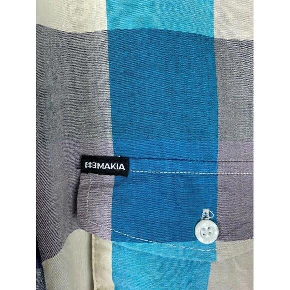 Makia Mens Plaid Shirt Size Small Button Front Long Sleeve 100% Cotton - Picture 2 of 3